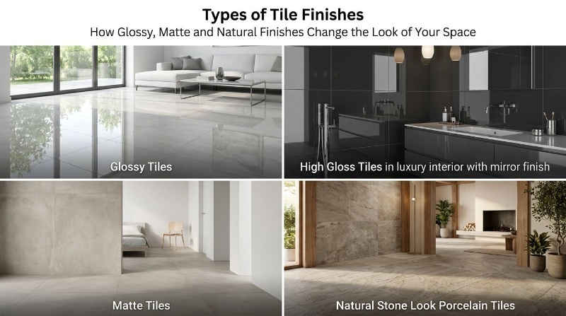 Different Types of Tile Finishes and Their Visual Impact on Interior Design