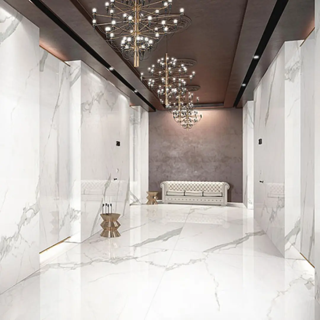 Statuario Marble Tiles in the Entryway